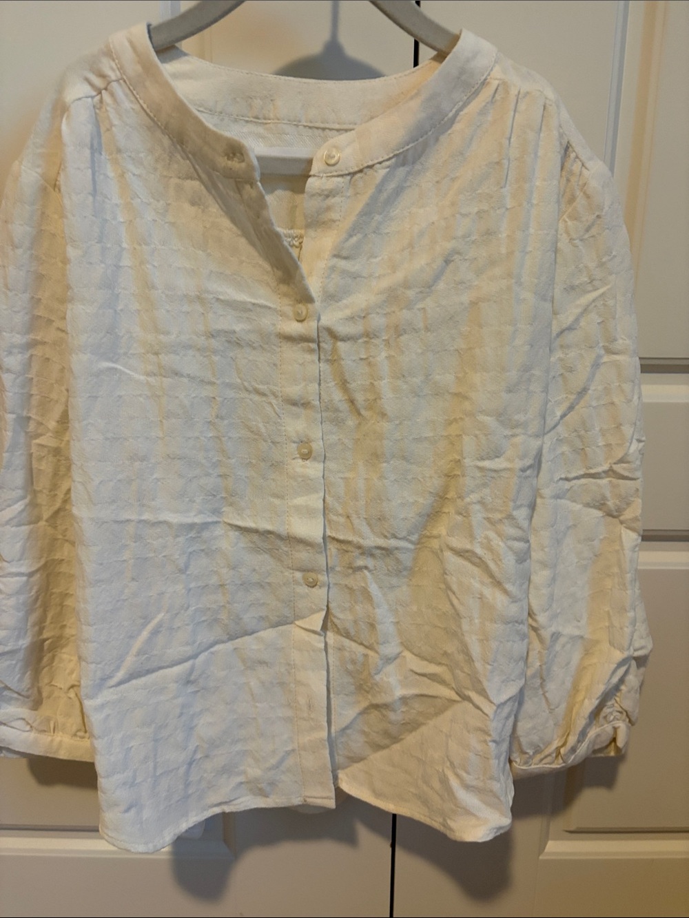 Zara White Long Sleeve Button Front Top